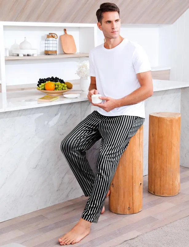 Jingtong-Men's Woven Striped Lounge Pants