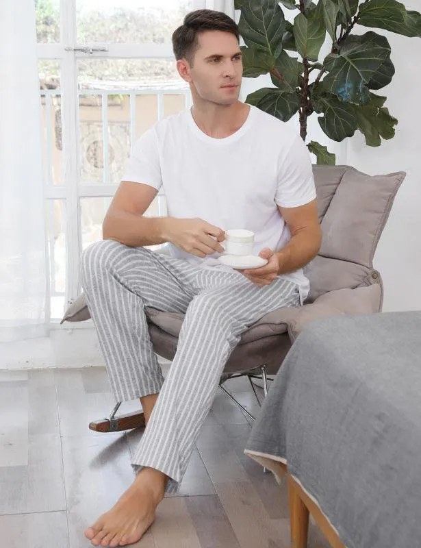 Jingtong-Men's Woven Striped Lounge Pants