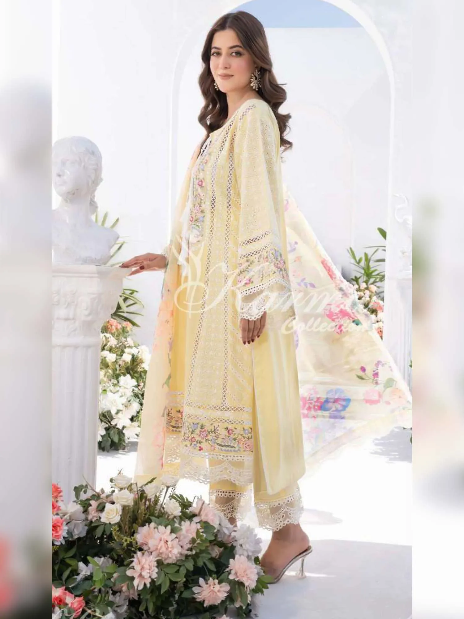 Karma Collection Yellow Cotton Embroidered Suit (KC1330)