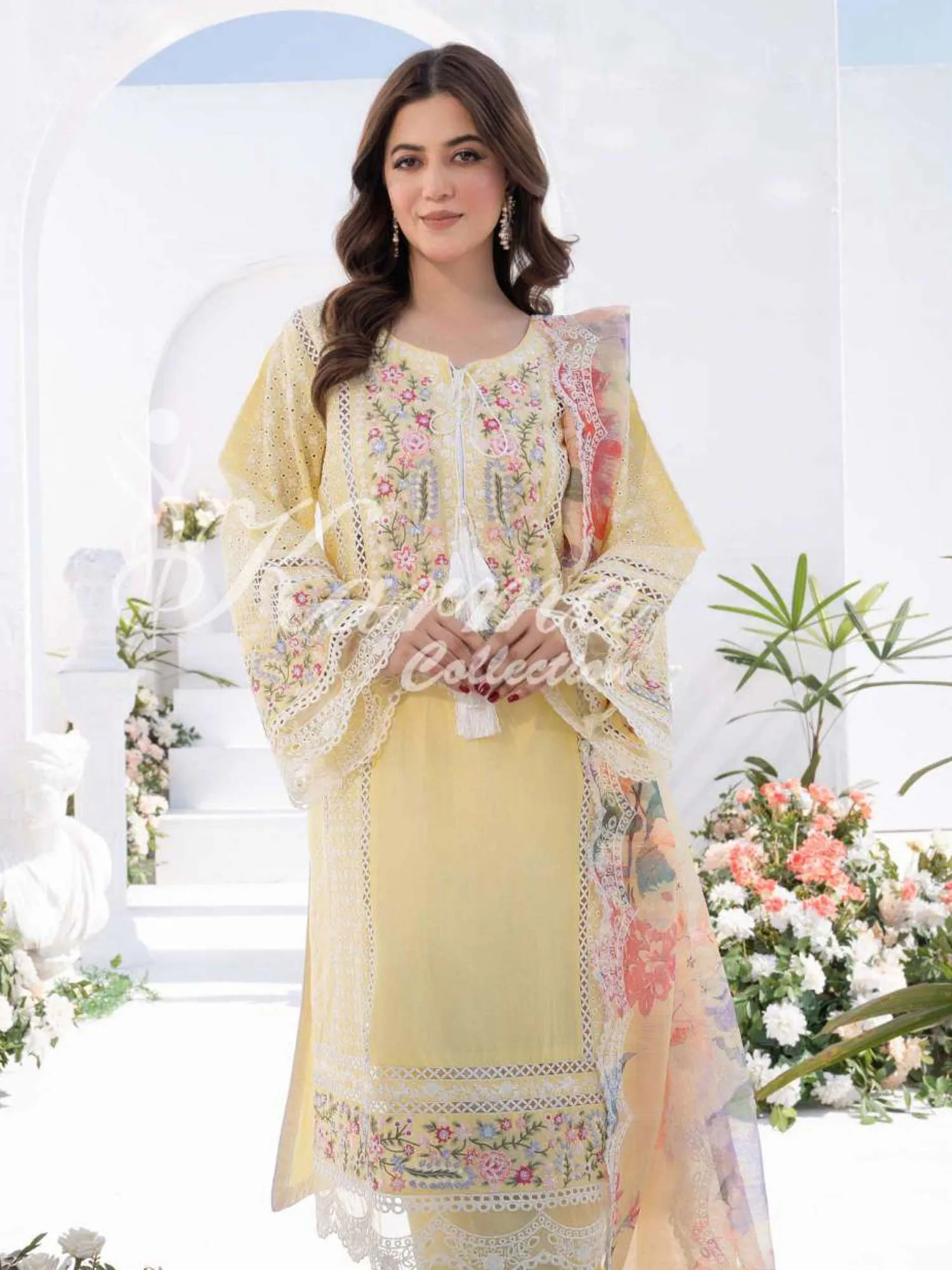 Karma Collection Yellow Cotton Embroidered Suit (KC1330)