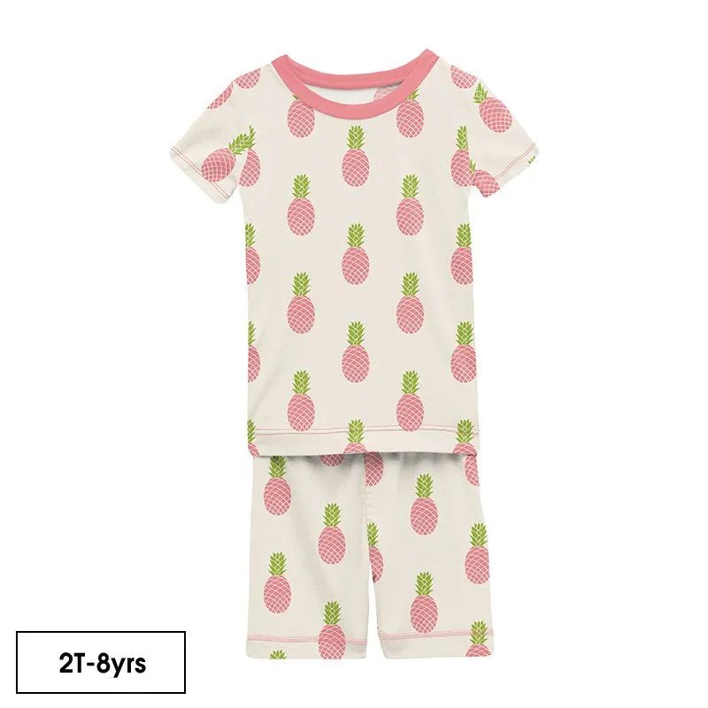 Kickee Pants | Short Sleeve Pajama Set w/ Shorts - Strawberry Pineapples Size 5T