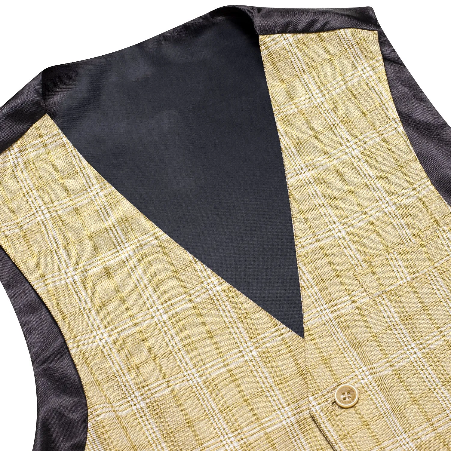 Light Yellow Plaid Splicing Jacquard Men's Vest