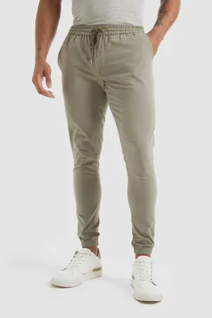 Lightweight Cuffed Trousers In Dusty Olive