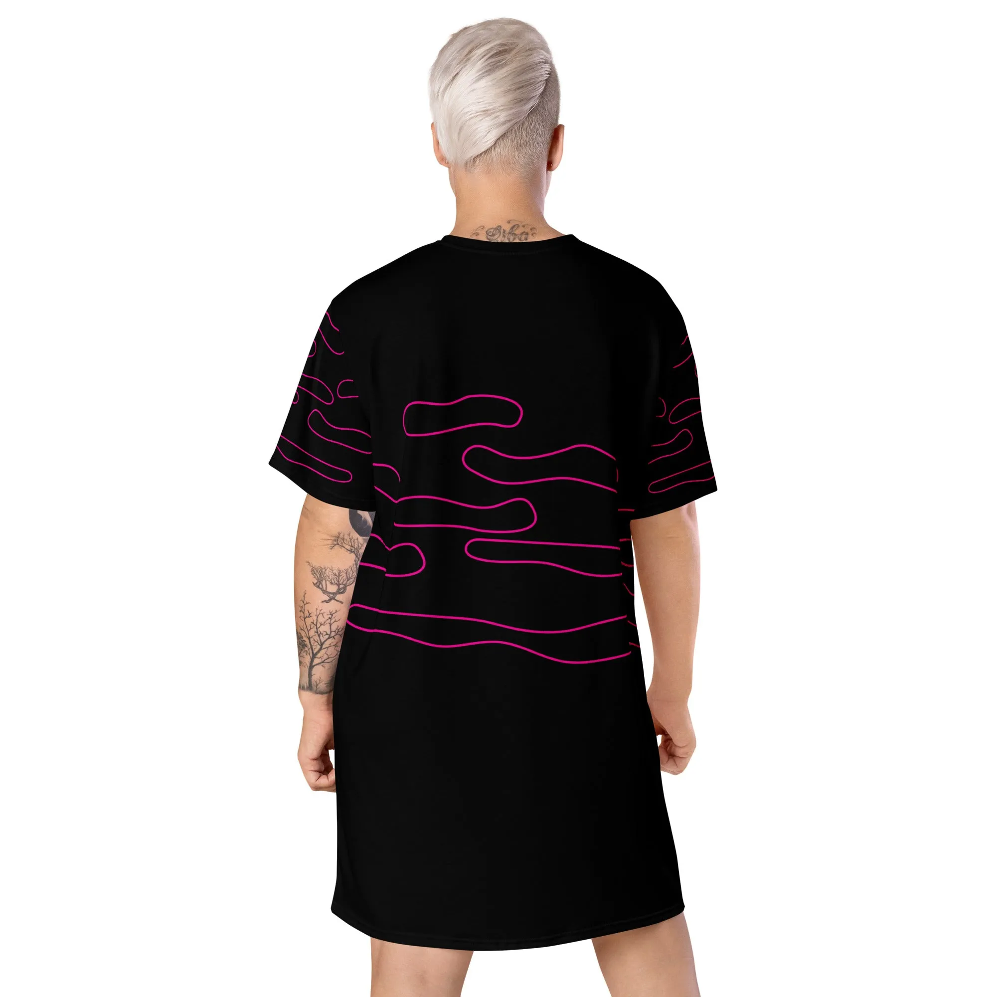 Line Art Print Black T-Shirt Dress | T-Shirt for a Relaxed Look | Apparelhue Collection