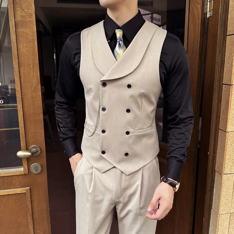 Men's Business British Double Breasted Suit Vest