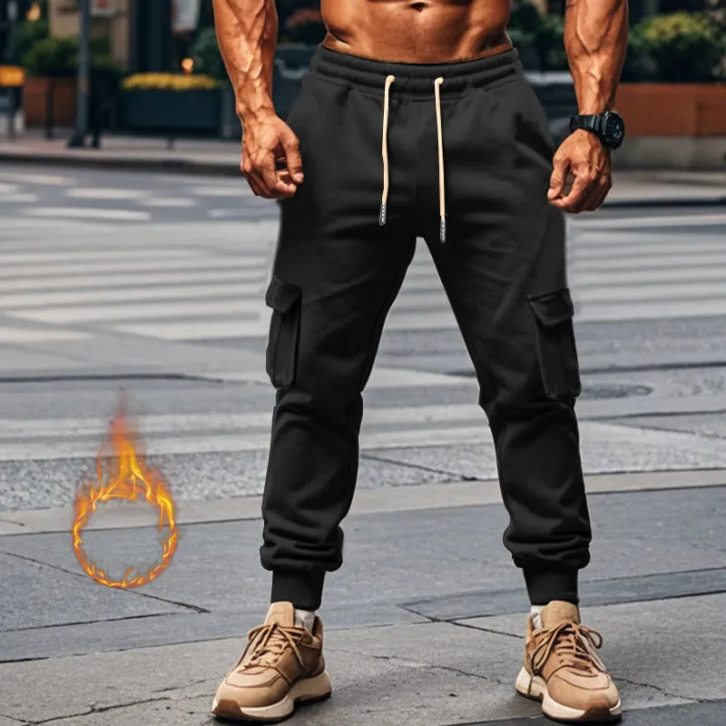 MEN'S CASUAL PANTS WITH THICK VELVET AND MULTI POCKET SPORTS PANTS