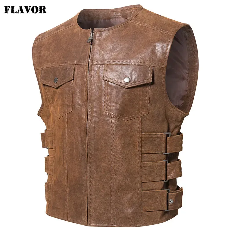 Men's Leather Motorcycle Vest