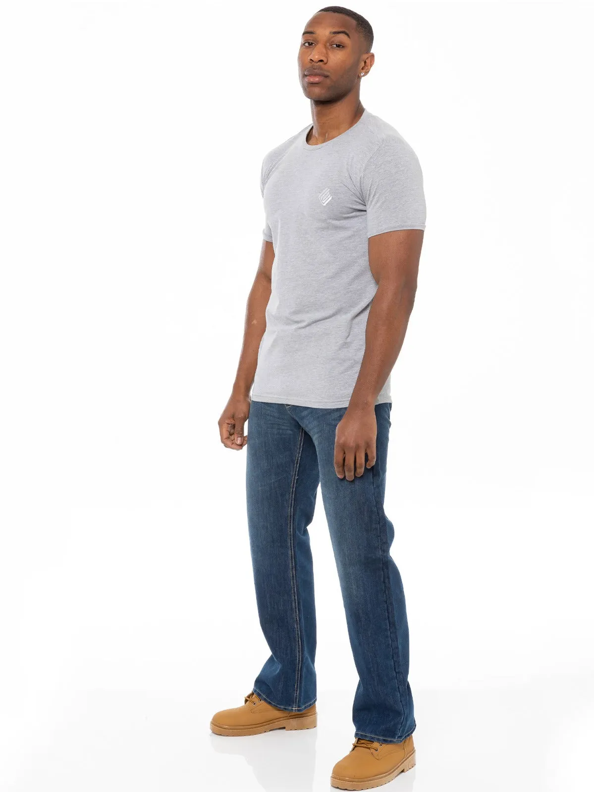 Mens Mid Wash Jeans with Belt EZ14 - EZ15 | Enzo Designer Menswear