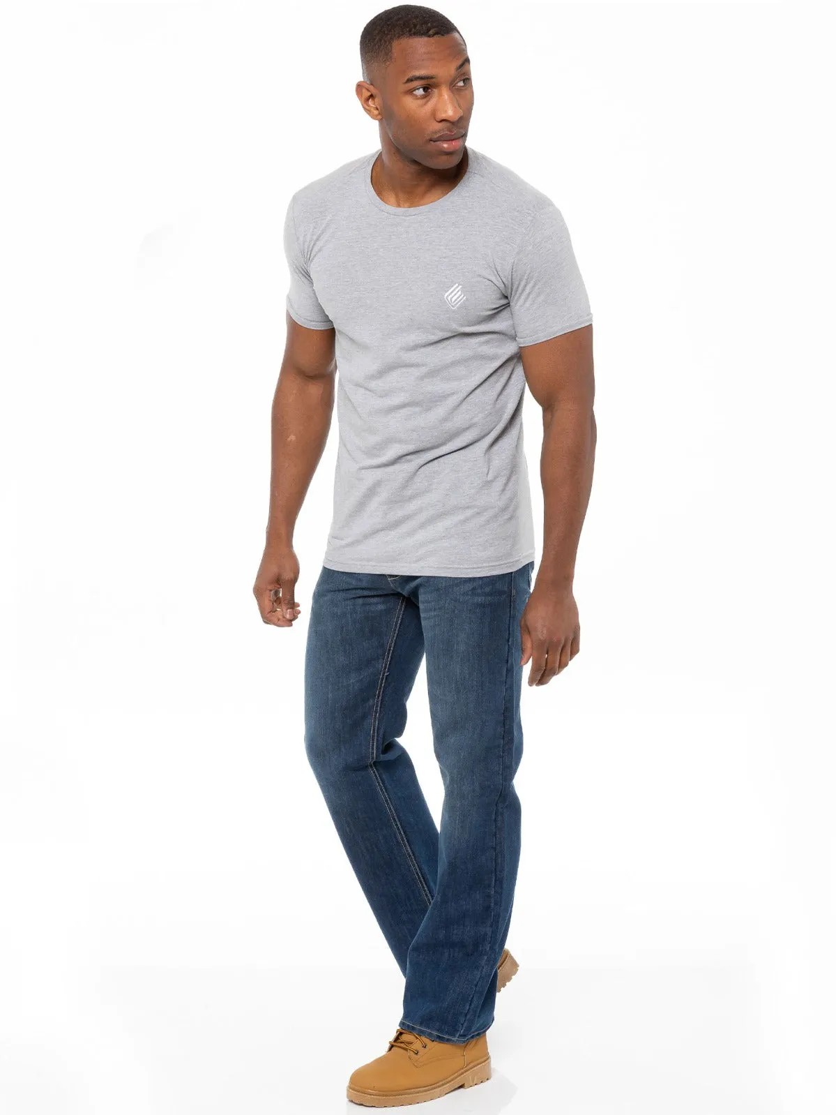 Mens Mid Wash Jeans with Belt EZ14 - EZ15 | Enzo Designer Menswear