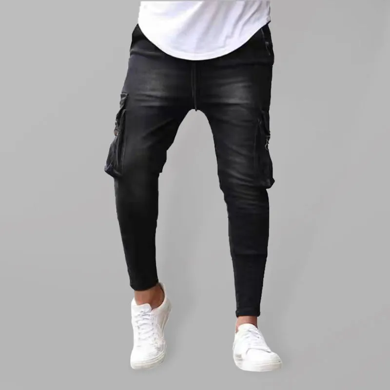 Men's trendy fashion all-match cargo jeans