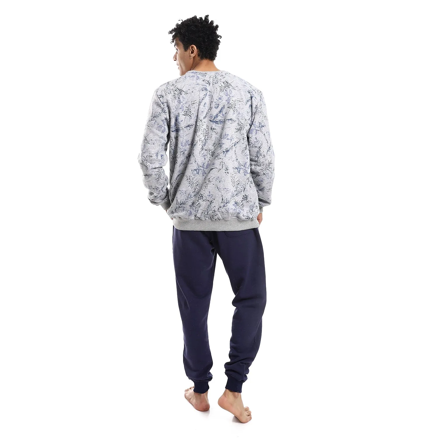 Men's Winter Pajama Printed - Navy