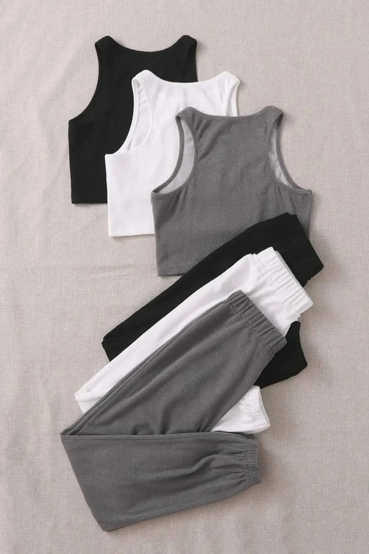 Merry See Set of 3 Sleeveless Plush Fleece Top and Bottom Pajamas Set