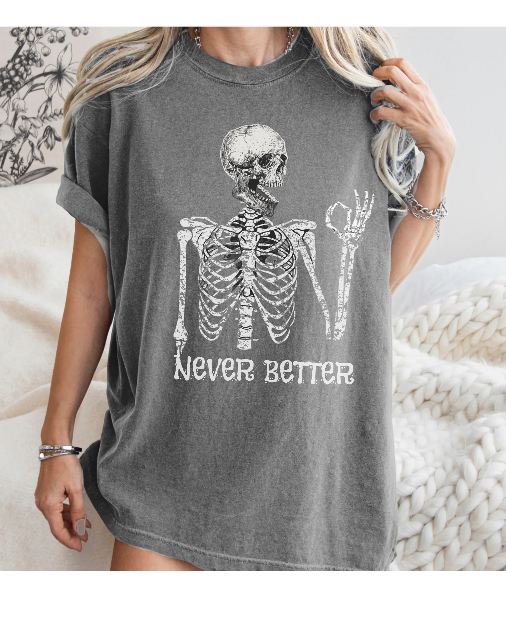 Never Better Halloween Comfort Colors® T-Shirt Women's Funny Design Fall Halloween Colors T-Shirt