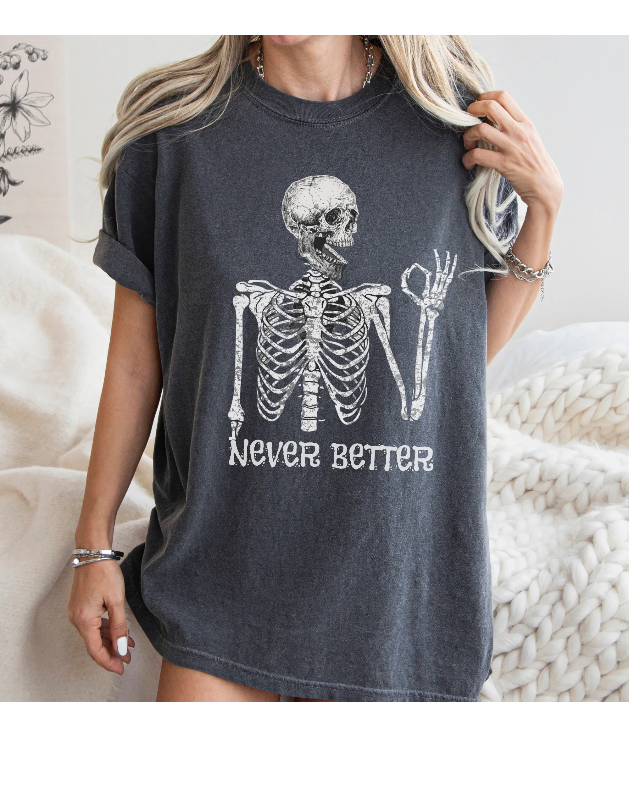 Never Better Halloween Comfort Colors® T-Shirt Women's Funny Design Fall Halloween Colors T-Shirt