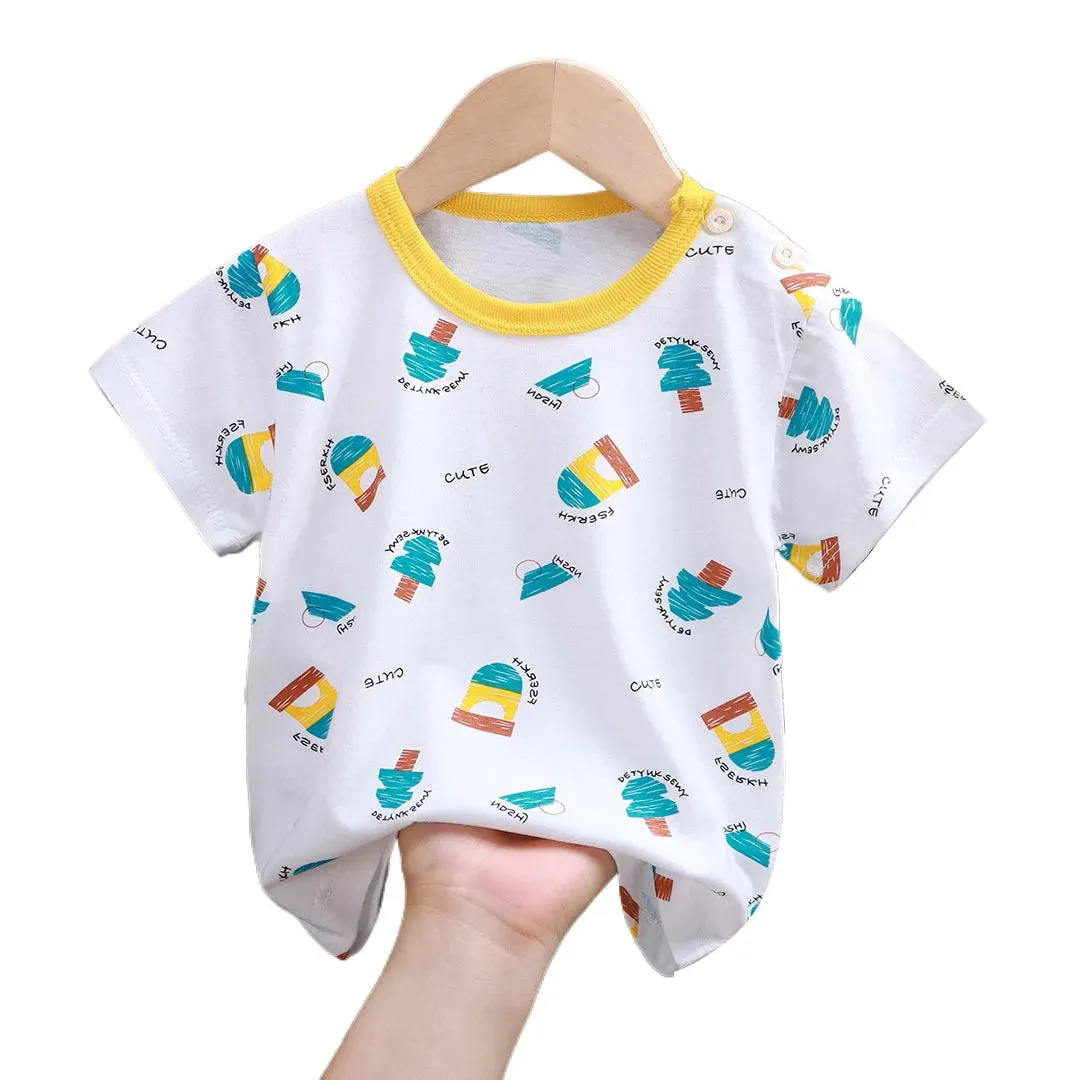 New Arrival Pure Cotton T-Shirt for Baby Girls and Boys, Summer Tee for Toddlers, Striped Short Sleeve Top  Ropa De Niña