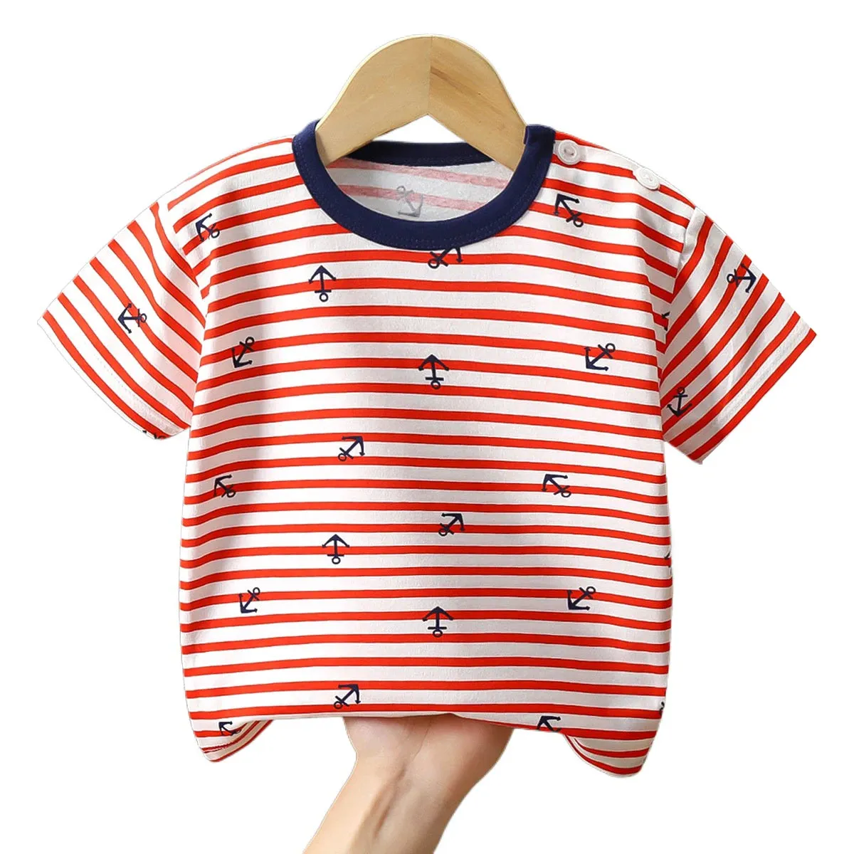 New Arrival Pure Cotton T-Shirt for Baby Girls and Boys, Summer Tee for Toddlers, Striped Short Sleeve Top  Ropa De Niña