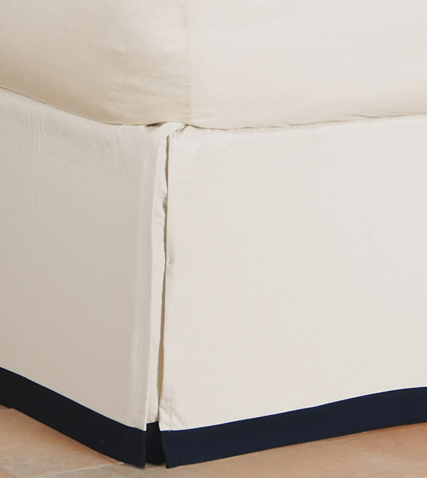 Newport Navy Border Bed Skirt