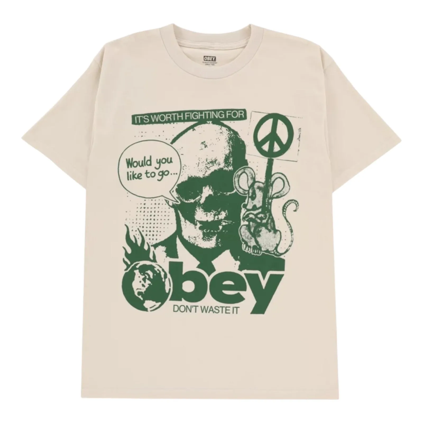 OBEY DON'T WASTE IT T SHIRT CREAM