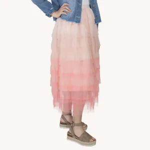 Ombre Tulle Midi Skirt