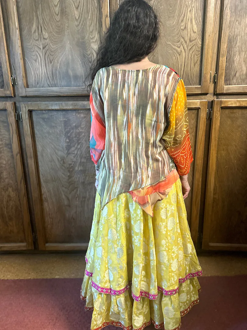 One-of-a-Kind Rana’s by Kshitija Lemon Silk Honey Gold Ceremony Sacred Dance Skirt