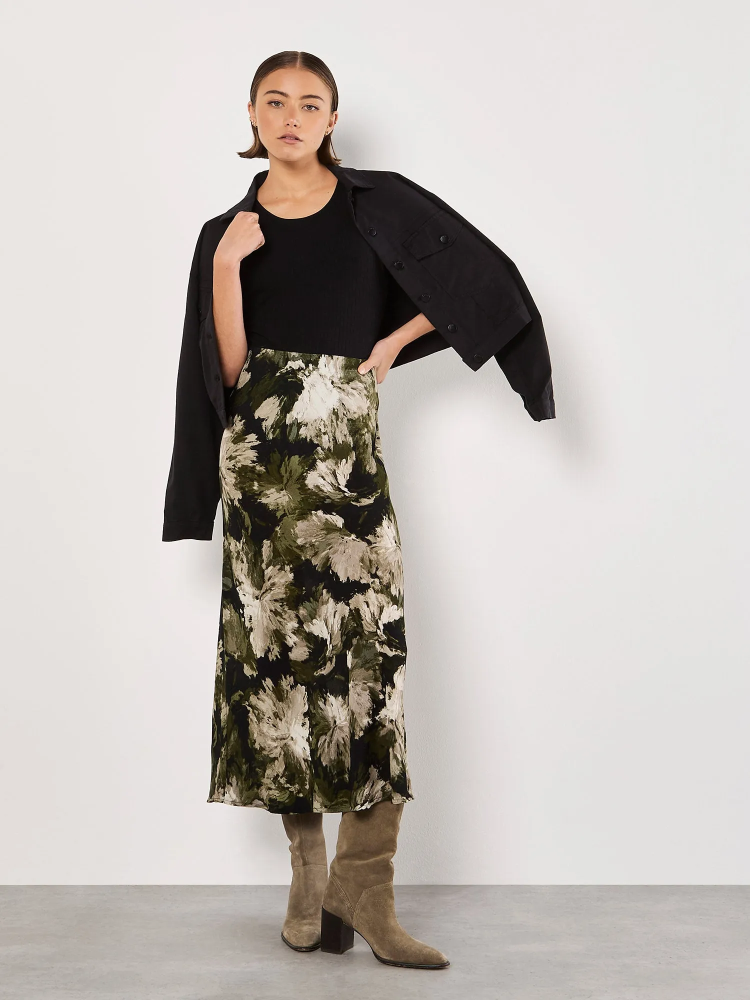 Painterly Floral Slip Maxi Skirt