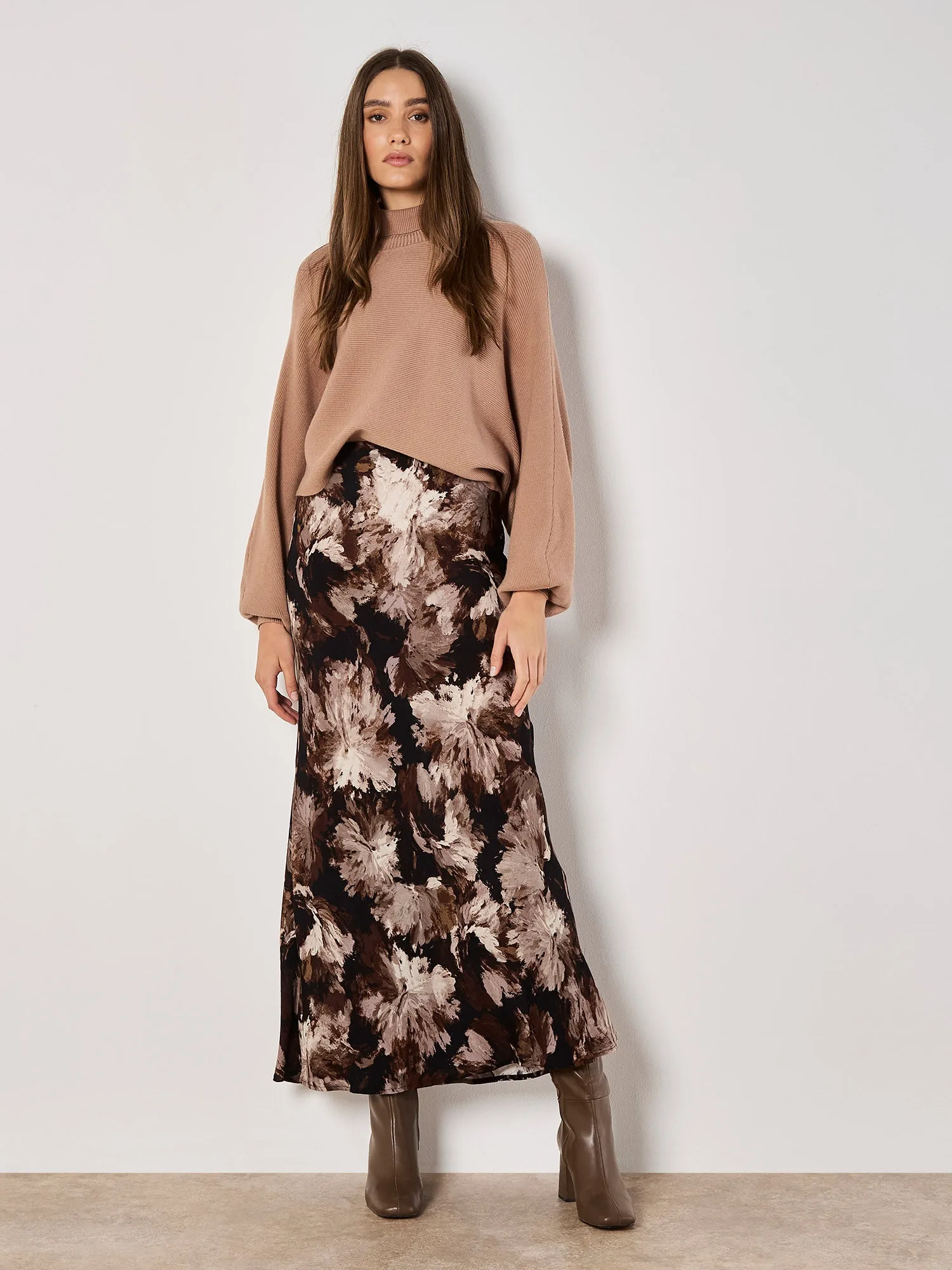 Painterly Floral Slip Maxi Skirt