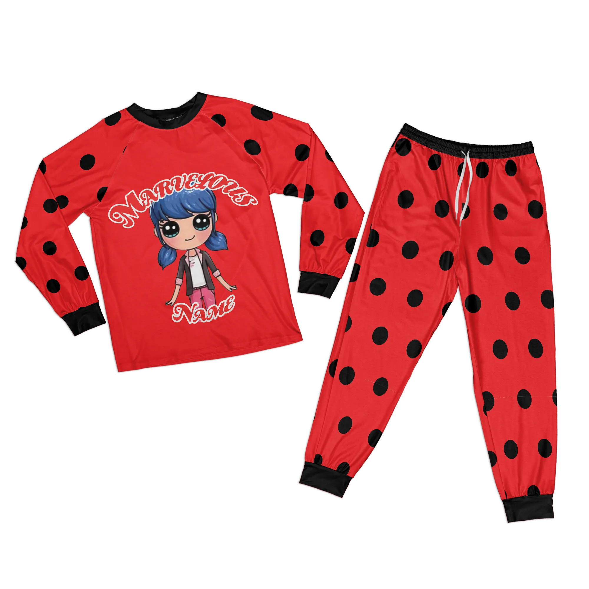 Personalized Family Pajama Sets | Matching Xmas Jammies for KIDS | Christmas Holiday family PJs | Marvelous Ladybug nightsuit