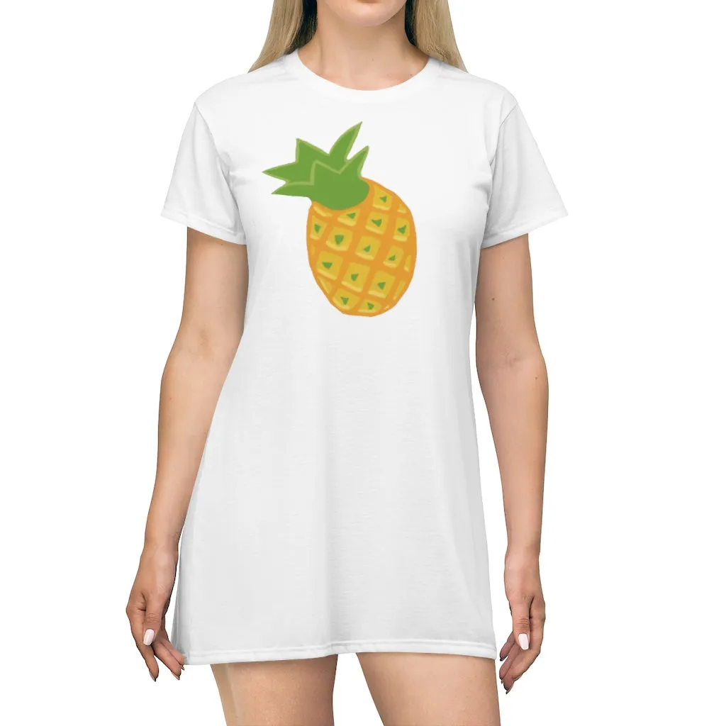 Pineapple All Over Print T-Shirt Dress