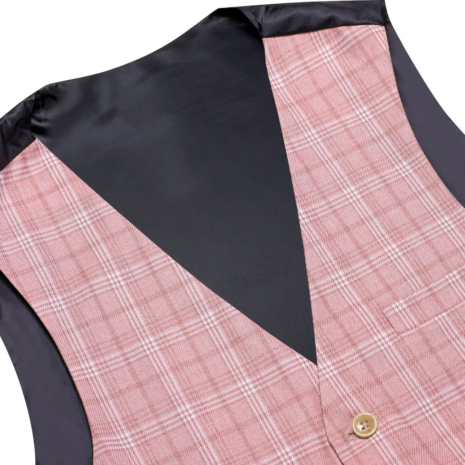 Pink White Plaid Splicing Jacquard Men's Vest