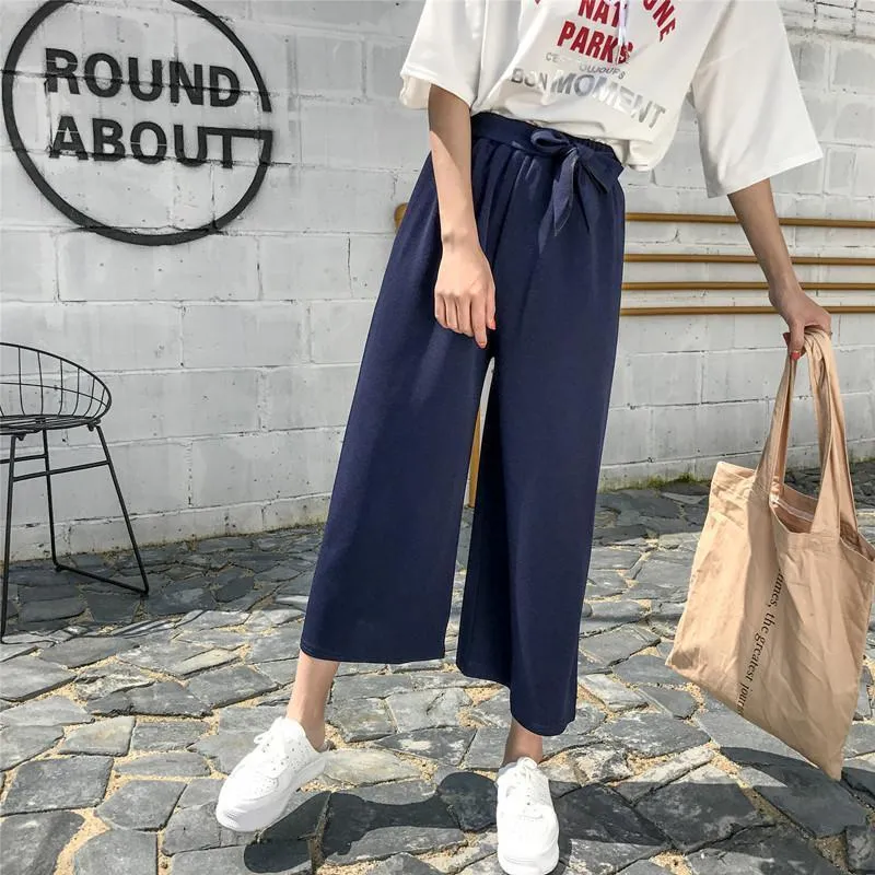 Plus Size - Casual Elastic waist, Loose Wide Leg Pants,  Preppy Style Trousers Female, Palazzo Pants (US 18W-20W)