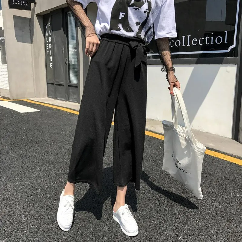 Plus Size - Casual Elastic waist, Loose Wide Leg Pants,  Preppy Style Trousers Female, Palazzo Pants (US 18W-20W)