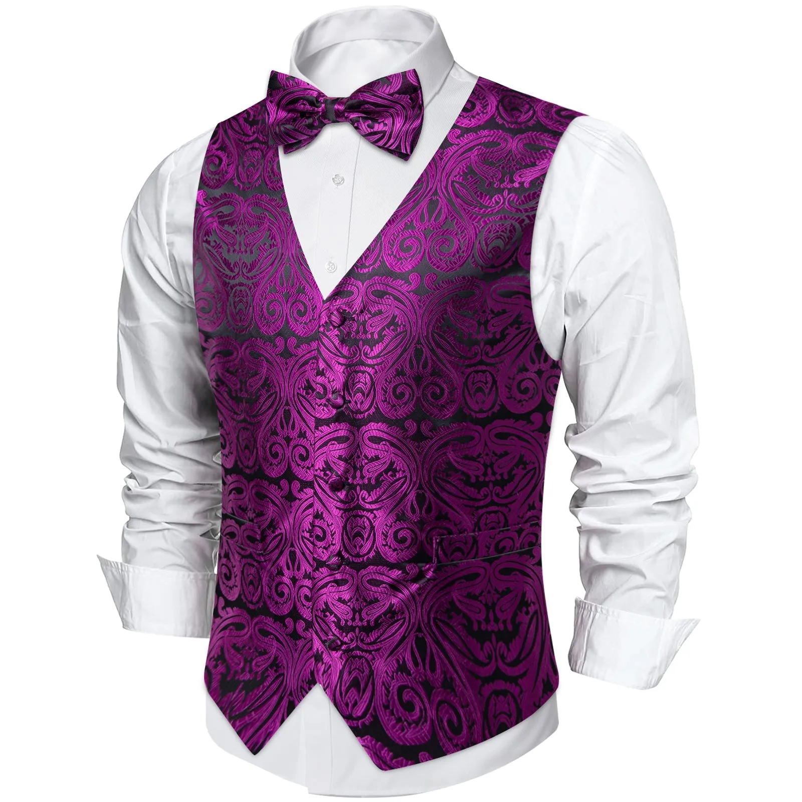 Purple Violet Paisley Silk Men's Vest Single Vest