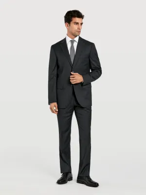 Regular fit business striped wool suit