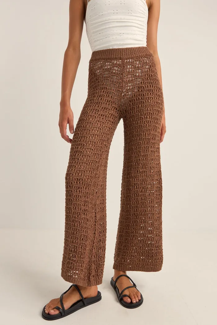 Rhythm Dune Wide Leg Pant - CHOCOLATE