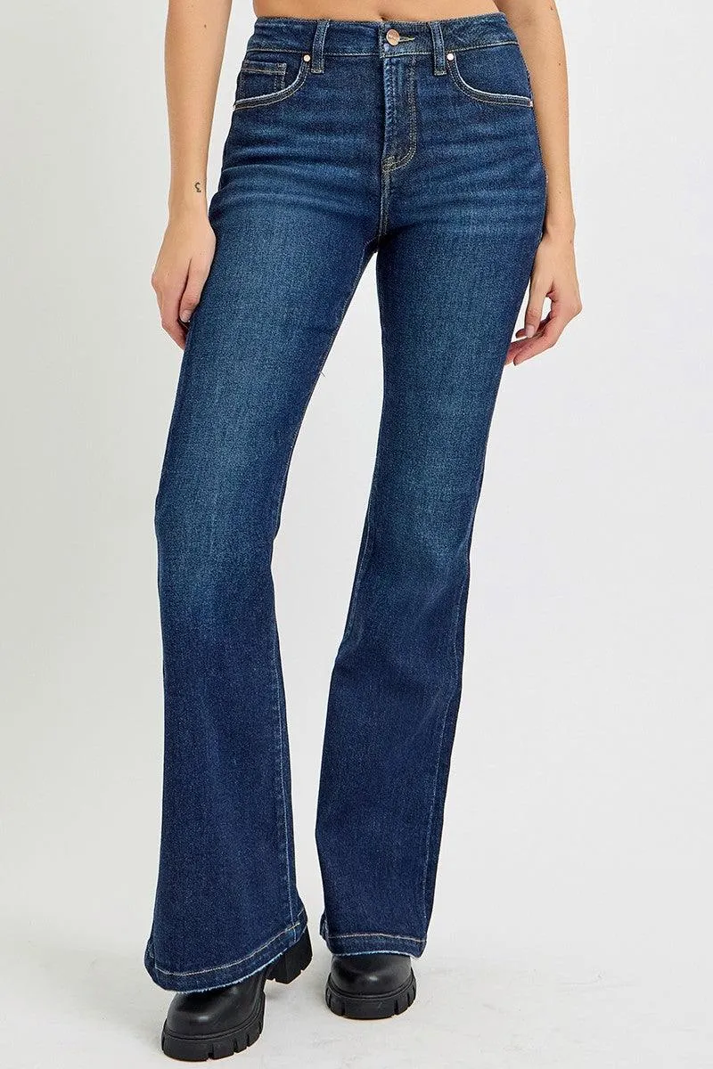 RISEN Full Size High Rise Flare denim Jeans with Pockets