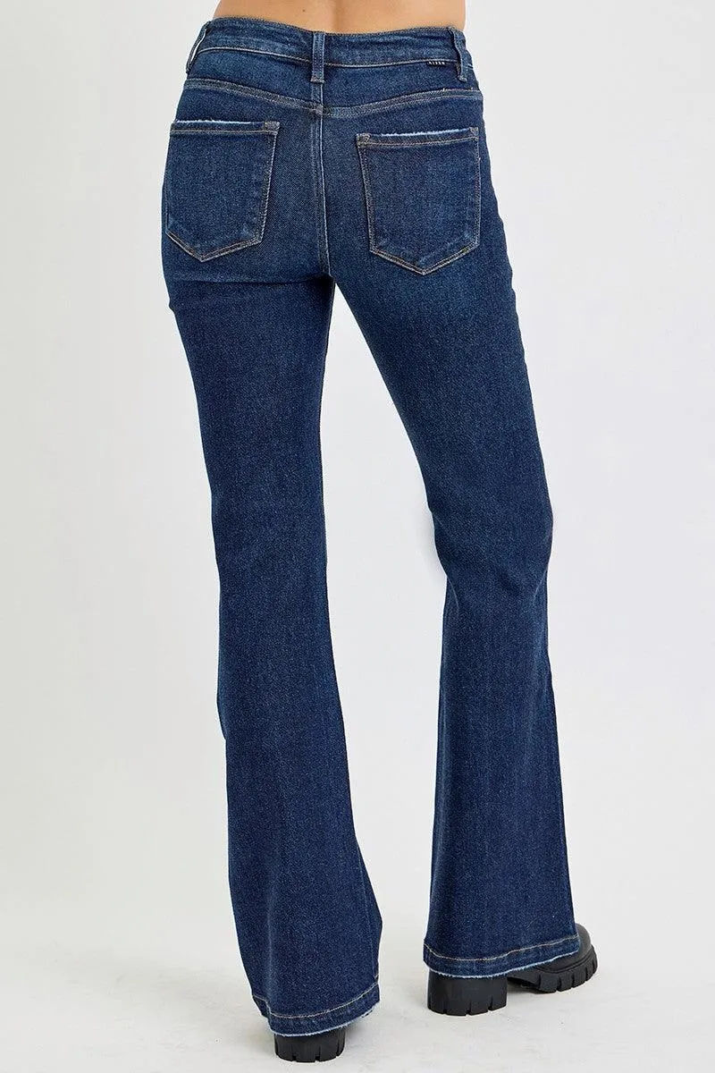 RISEN Full Size High Rise Flare denim Jeans with Pockets