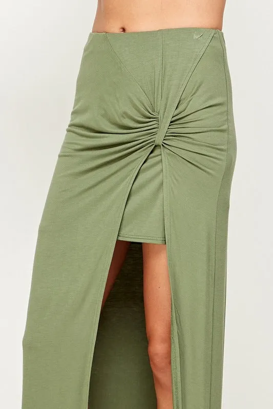 Ruched Split Thigh Skirt