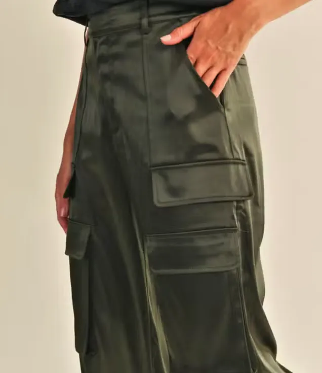 Satin Cargo Pants