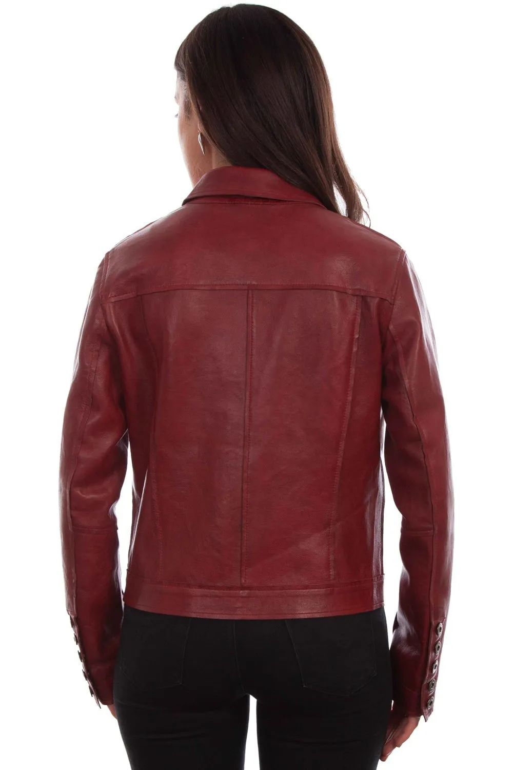 Scully Womens Red Lamb Leather Easy Fit Jacket M