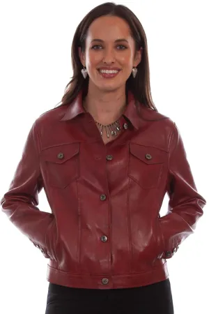 Scully Womens Red Lamb Leather Easy Fit Jacket M