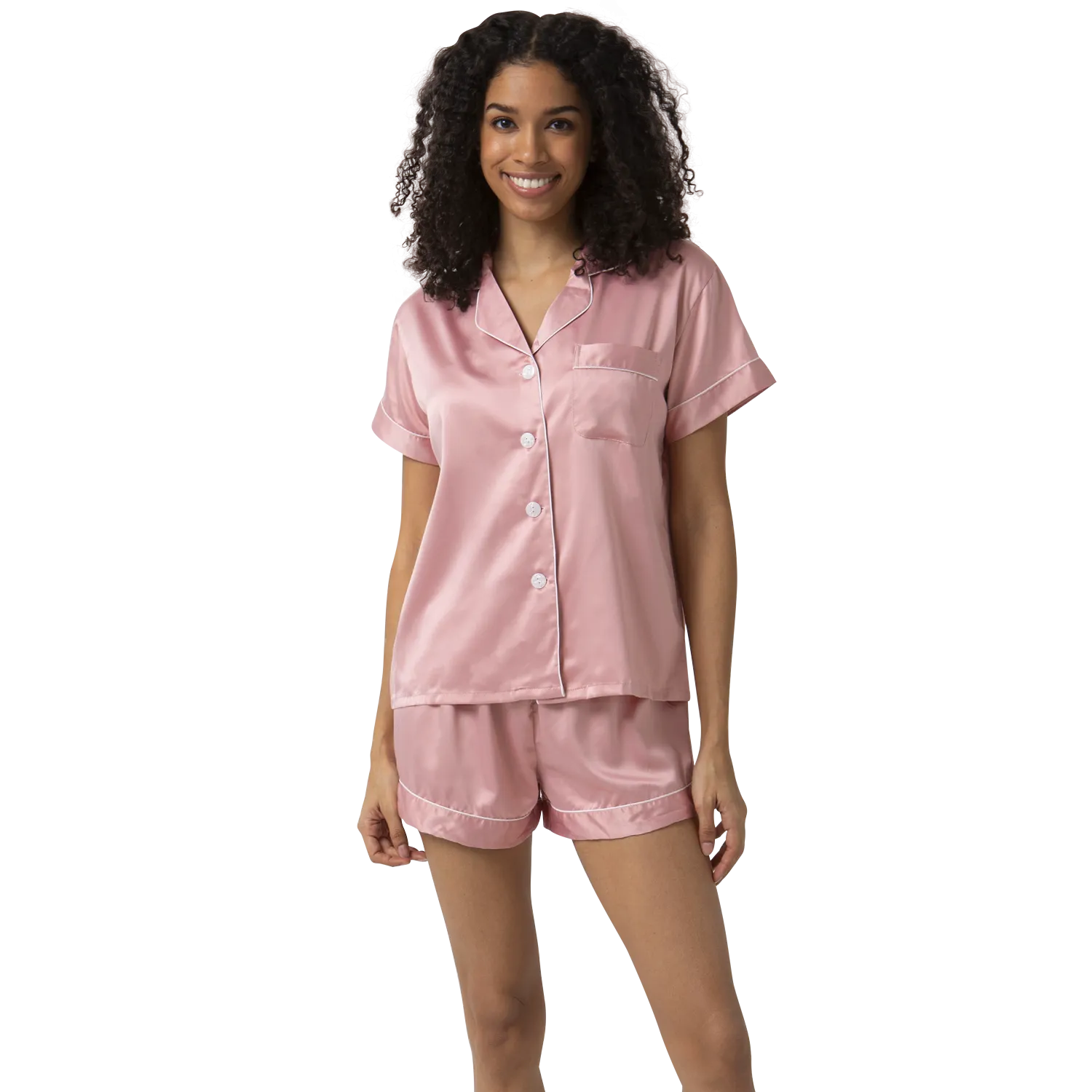 Short Satin Pajamas Set- Front&Back Design