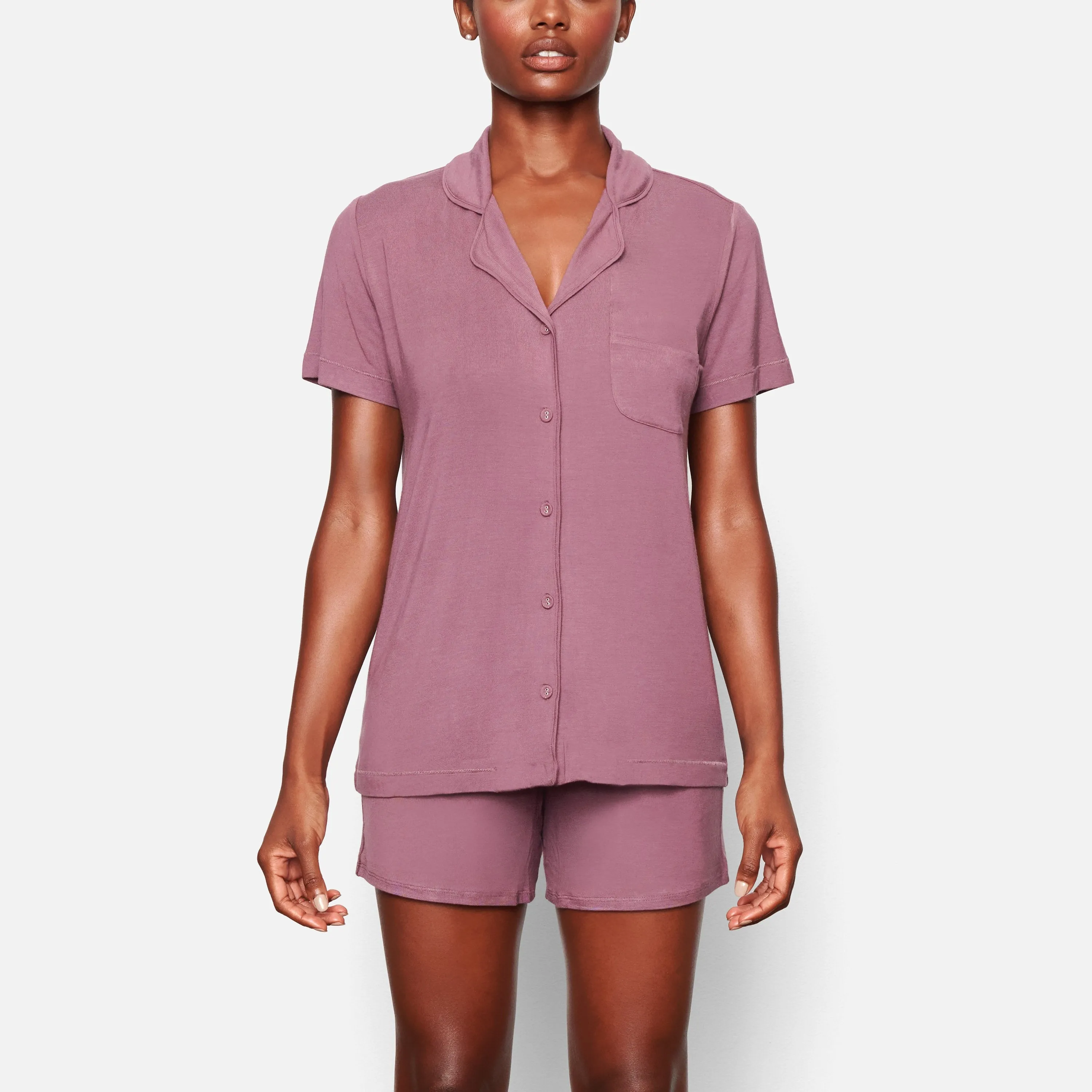 SLEEP SHORT SLEEVE SET | PLUM