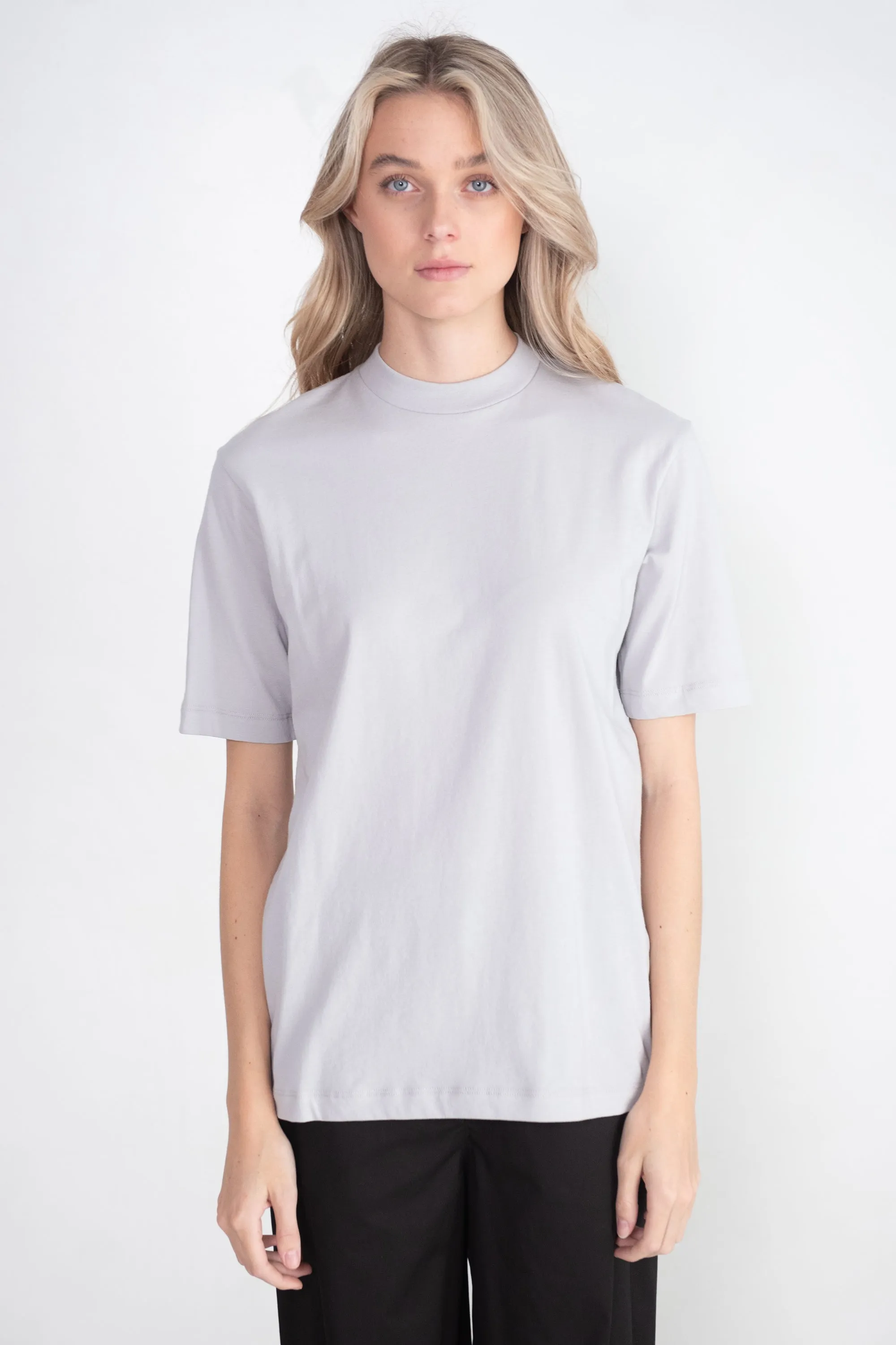 T-Shirt Program Mock Neck Unisex Tee, Greystone