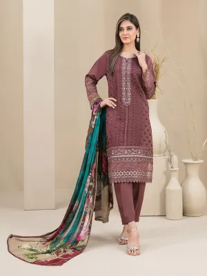 Tawakkal "Feeha" Fancy Embroidered Schiffli Suit (D9651) - Dusky Pink