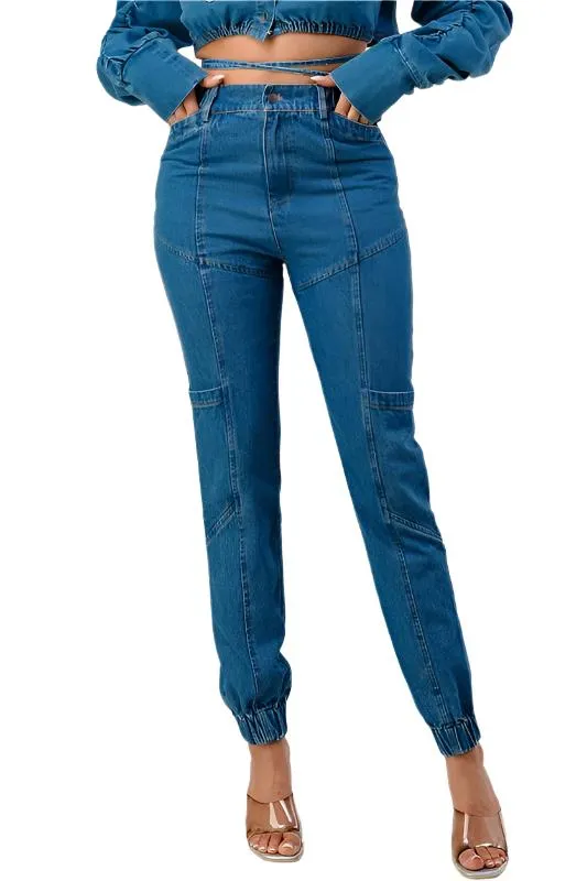 TEEK - CASUAL LONG DENIM BLUE PANTS