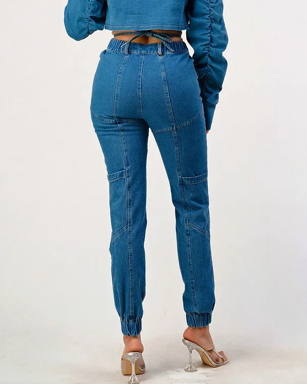 TEEK - CASUAL LONG DENIM BLUE PANTS