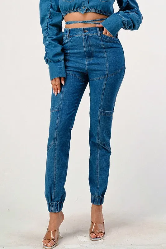 TEEK - CASUAL LONG DENIM BLUE PANTS