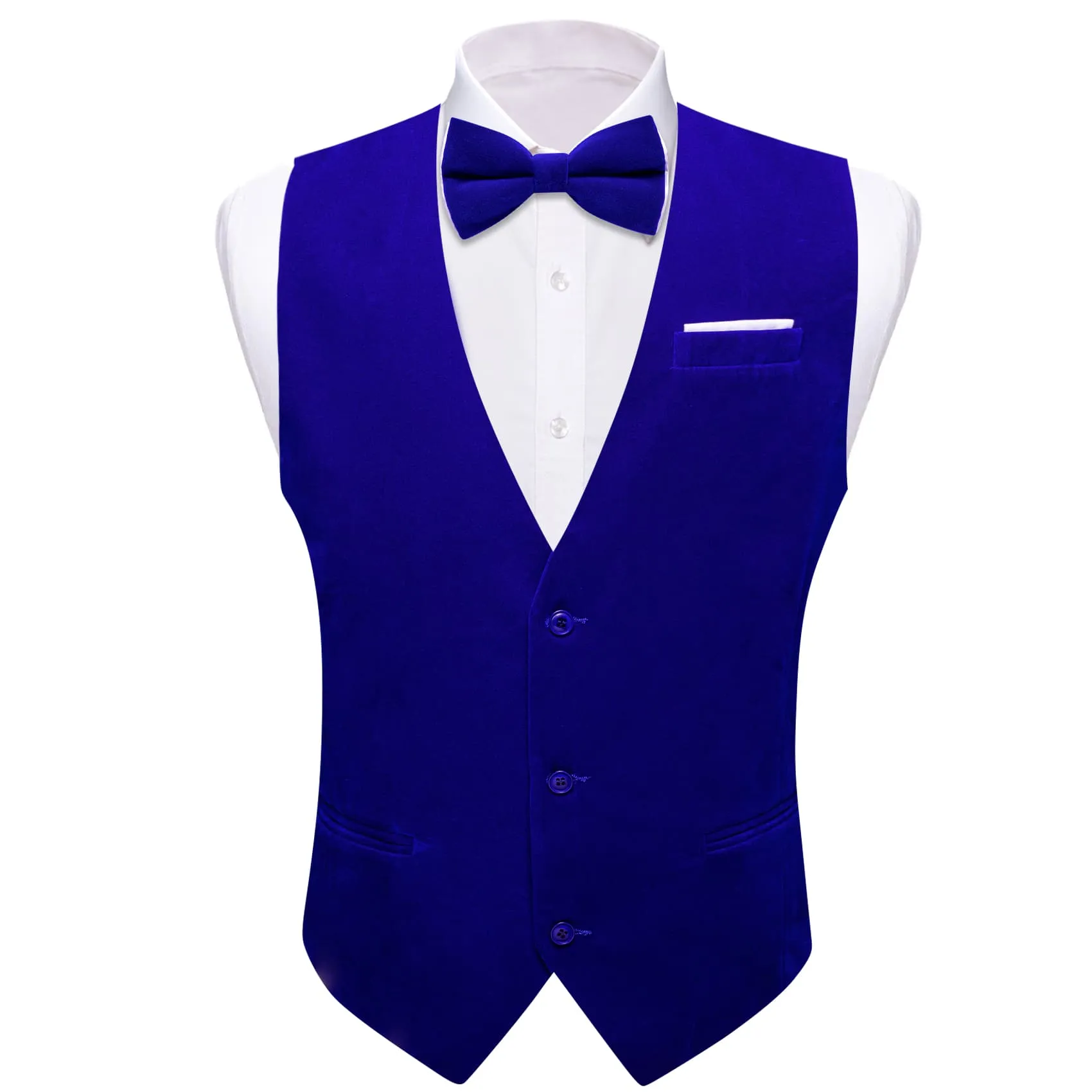 Ties2you Dress Vest Navy Blue Solid V-Neck Mens Suede Leather Vest Waistcoat Bow Tie Set