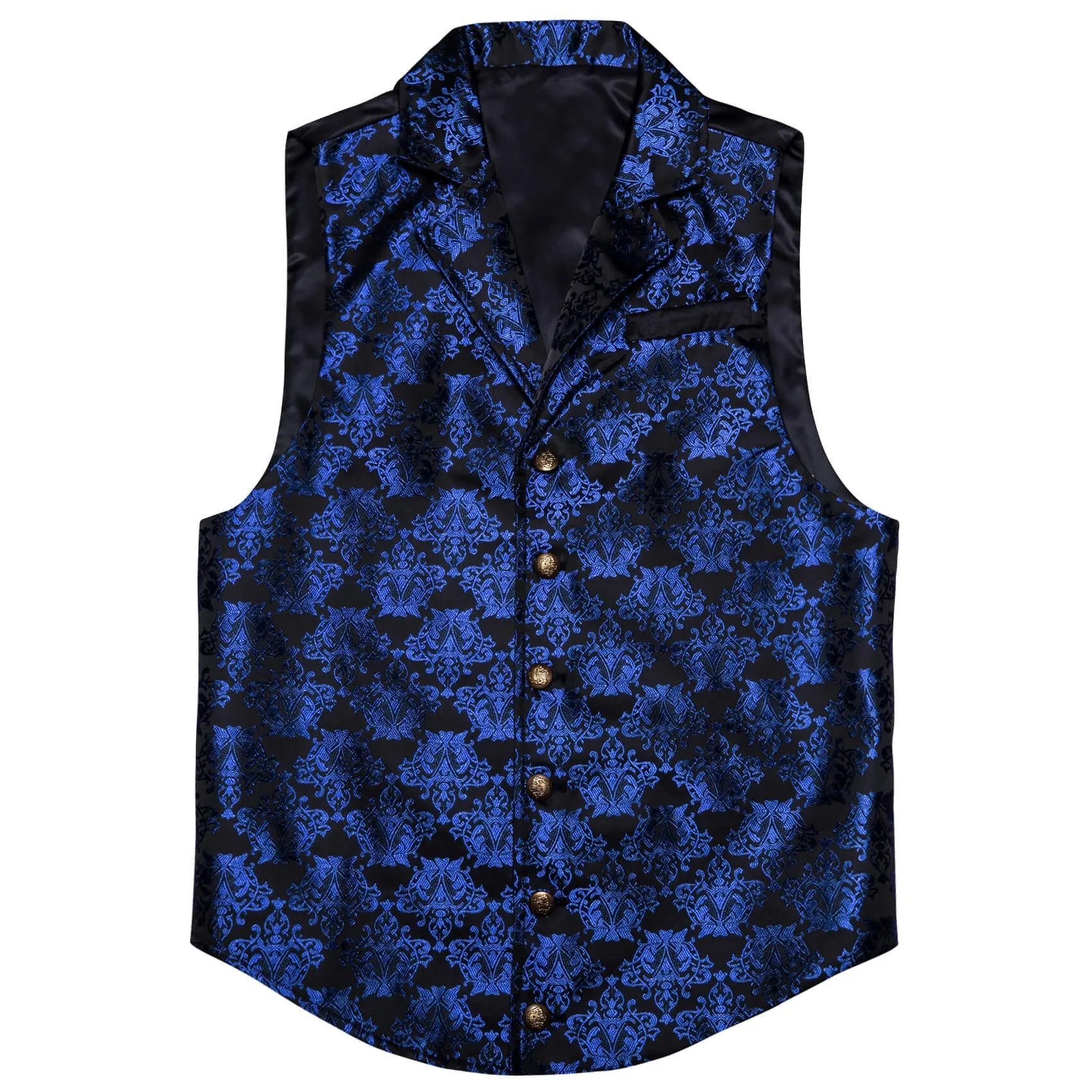 Ties2you Men's Vest Black Medium Blue Jacquard Floral Silk Suit Vest