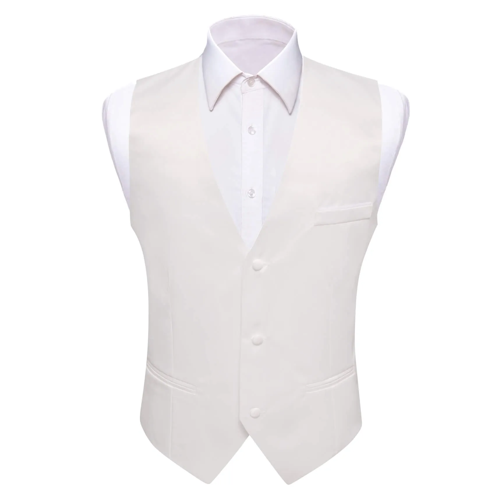 Ties2you Men's Work Vest Pearl White Silk Suit Vest Business Waistcoat